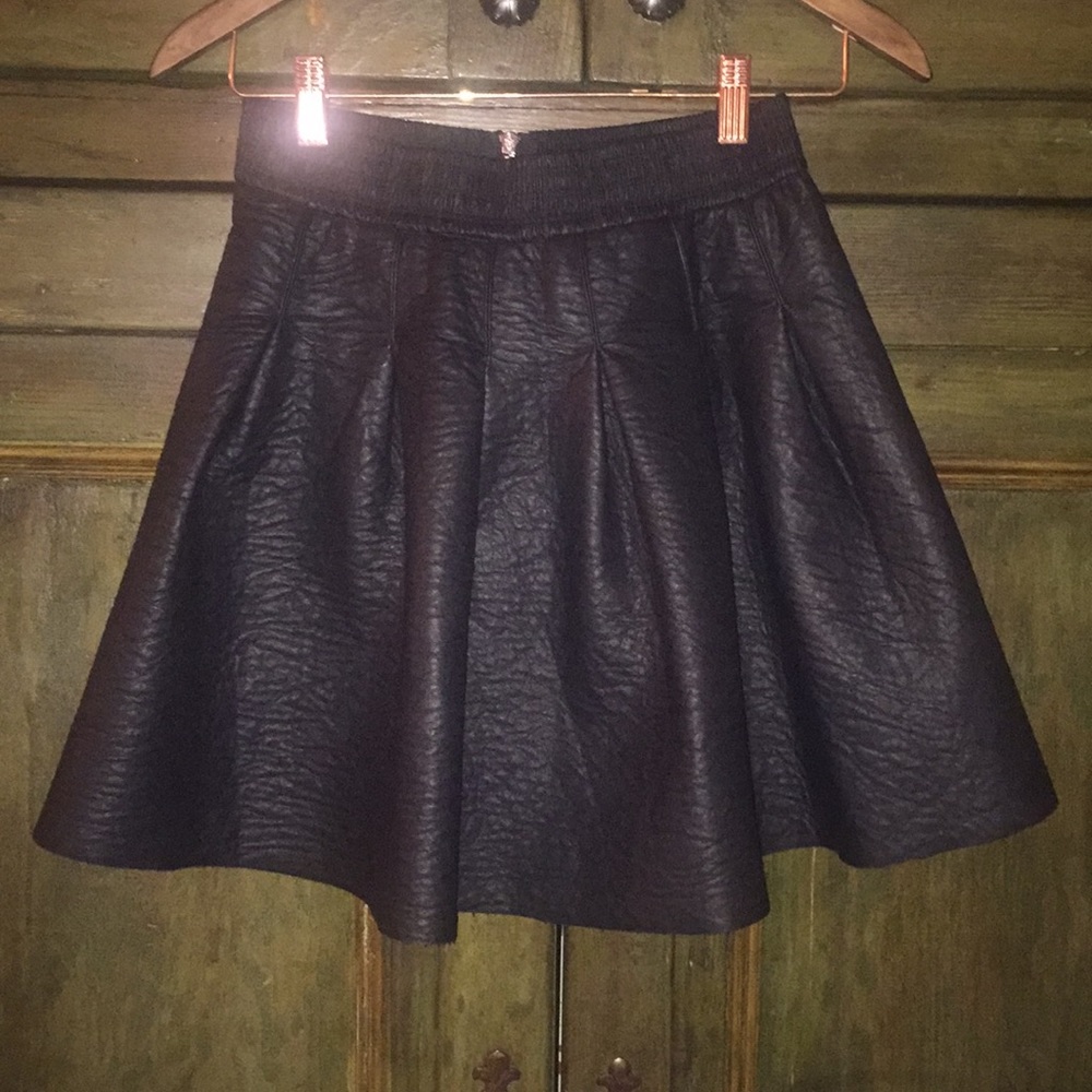 Faux leather flare skirt